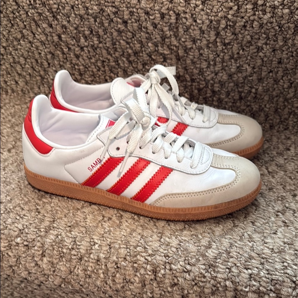 Adidas Samba White and Red Sneakers